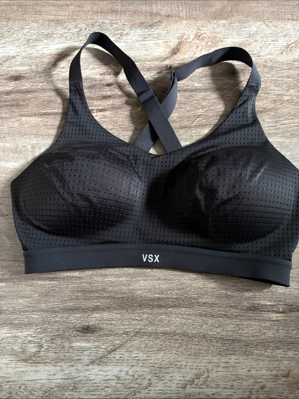VSX Black Perforated Crossback Sports Bra